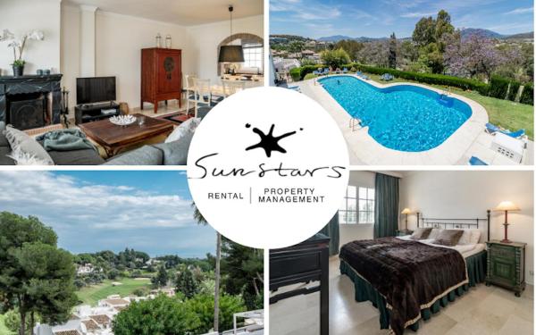 Fantastic 3 bedroom Townhouse in Aloha Pueblo Close to the Golf Course and has Amazing Mountain Views, Book Feriehus Hoteller i Costa del Sol med pool, Swimmingpool