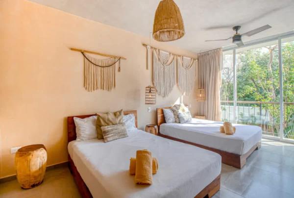 Tulum Center family double suite four guest with free parking pool AC kitchenette near Beach, Book  Tulum Quintana Roo