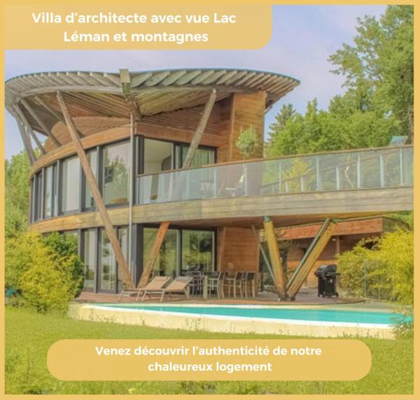 Villa vue Lac Léman et montagne Proche Genève, Book  Hoteller i Cranves-Sales med pool, Swimmingpool