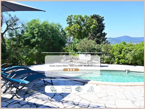 Villa 3 étoiles de 120m2 - vue mer - clim - mer à 600m, Book  Rhône-Alps hoteller med pool, Swimmingpool
