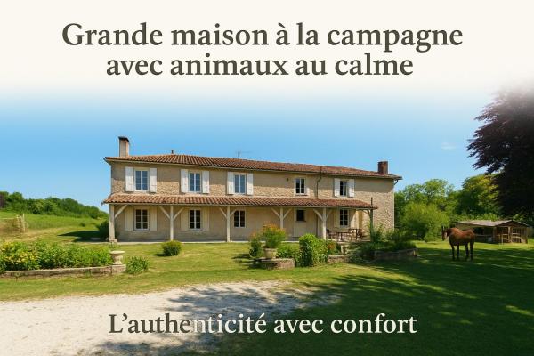 Grande maison avec jardin, animaux,au calme, Book  Yviers Charente
